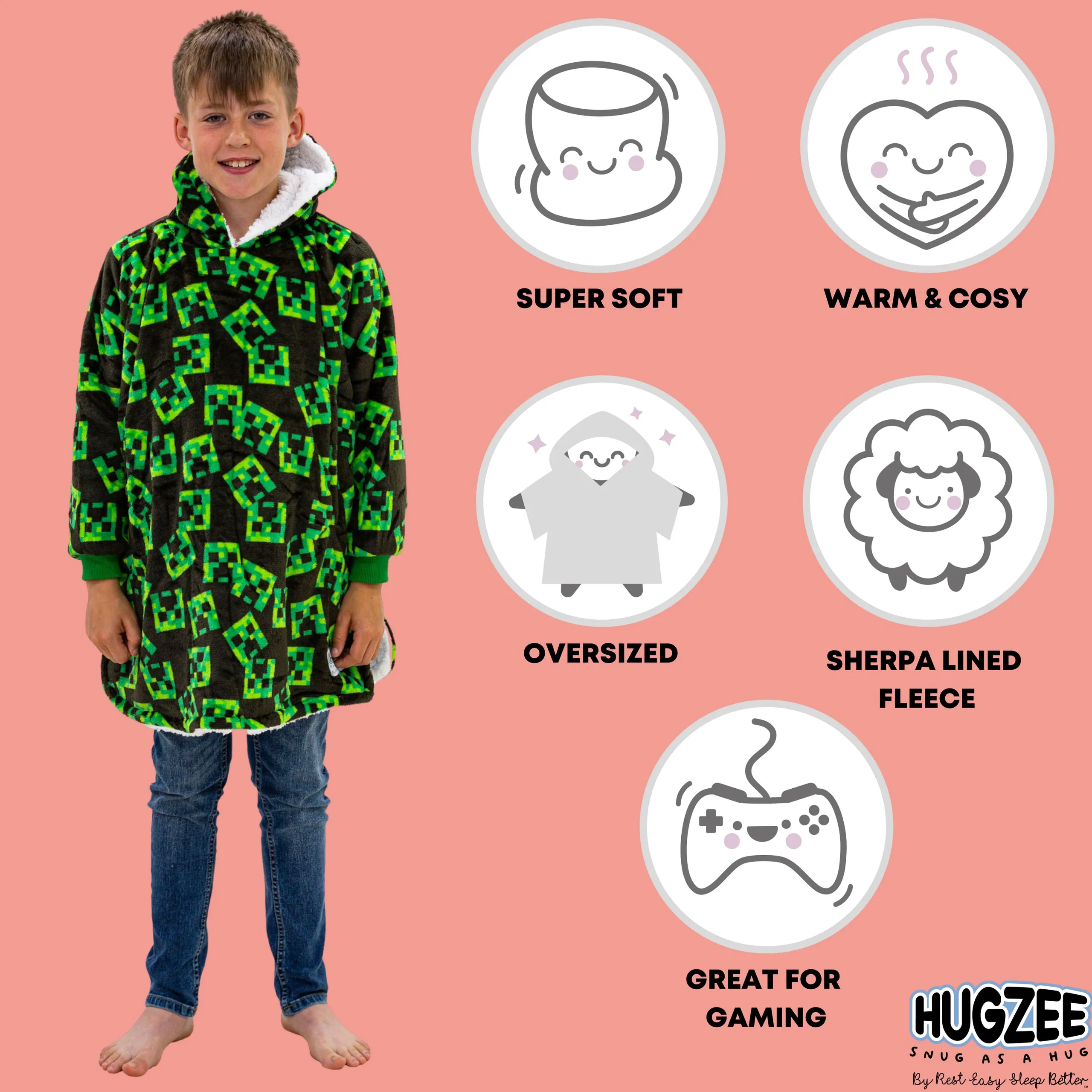 Minecraft Fleece Hoodie Blanket