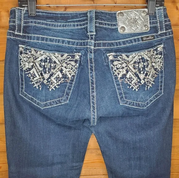 ❤️Miss Me medium-dark Jeans  stretch ankle skinny fake  leather diamonds…