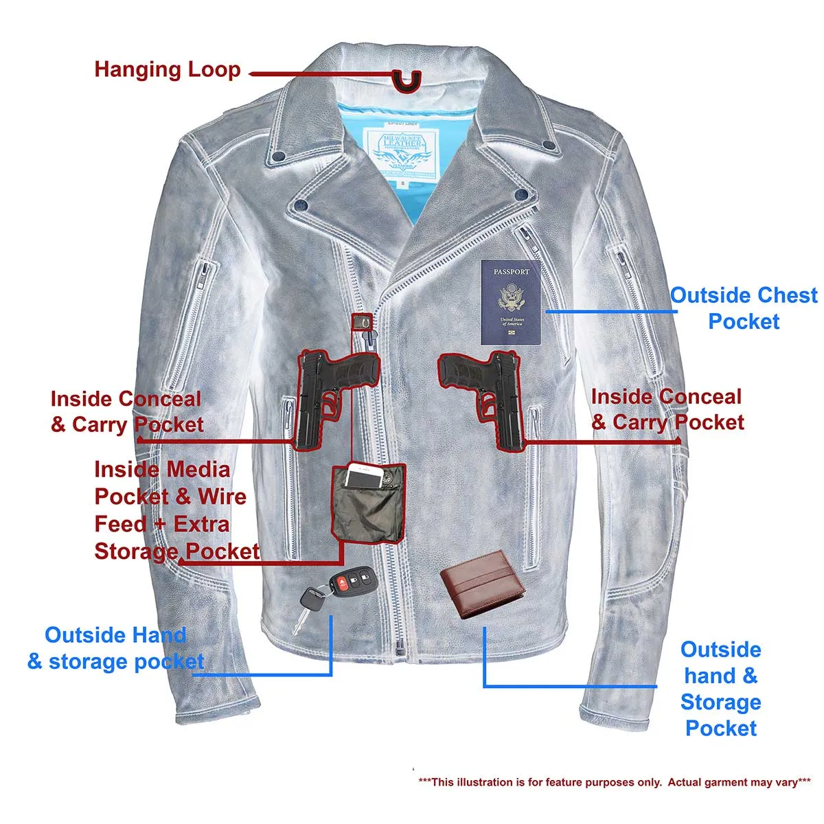 MLM1515 BEIGE BROWN Men's 'Triple Stitched' Beltless Motorcycle Leather Jacket