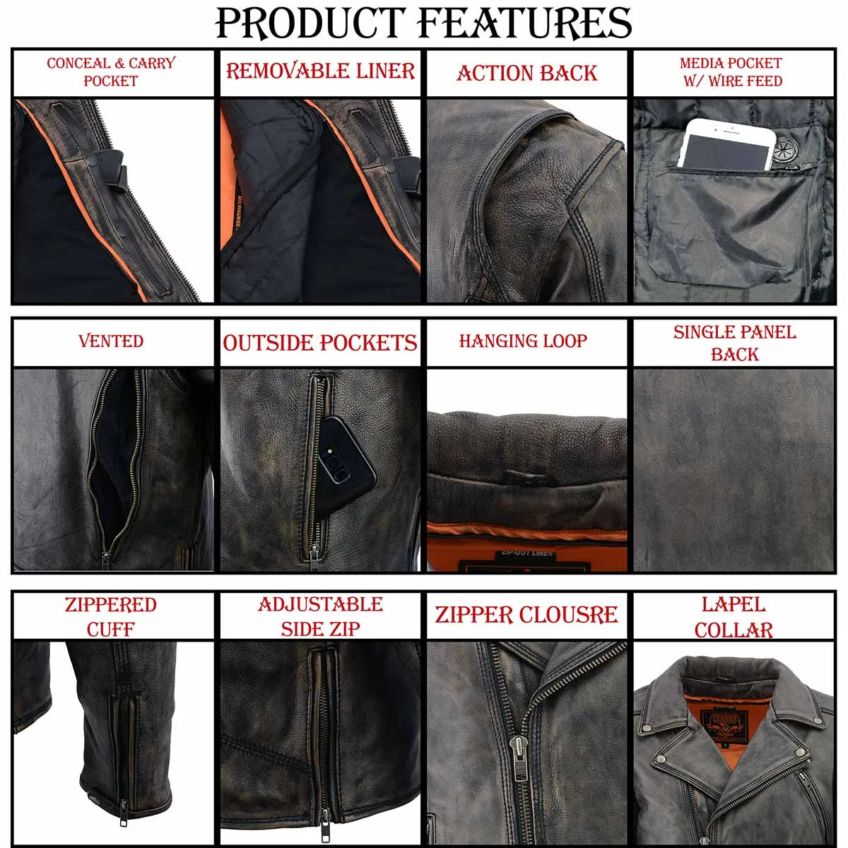MLM1515 BEIGE BROWN Men's 'Triple Stitched' Beltless Motorcycle Leather Jacket