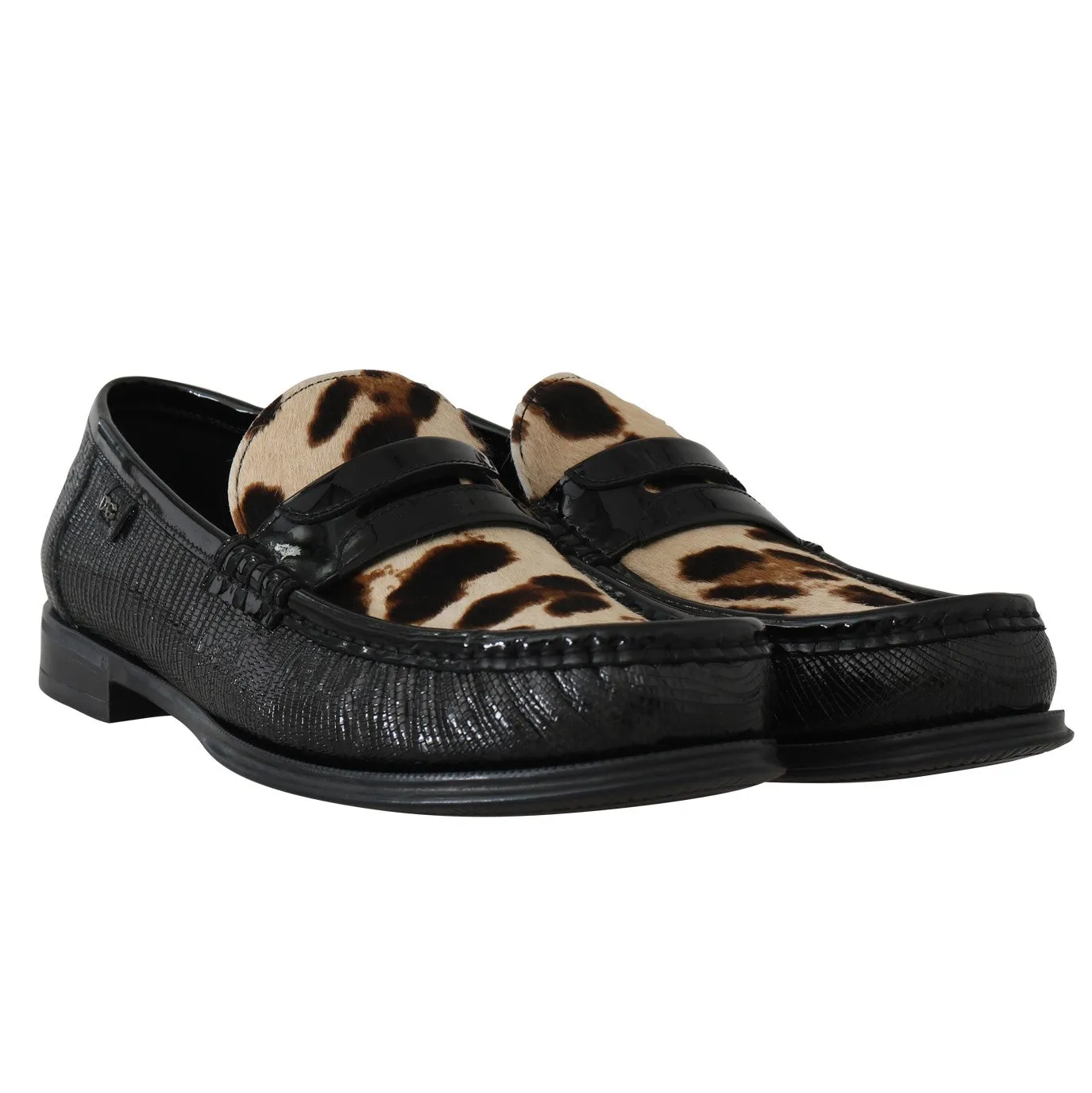 Moccasins Green Leather Pony Loafers