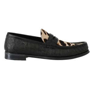 Moccasins Green Leather Pony Loafers