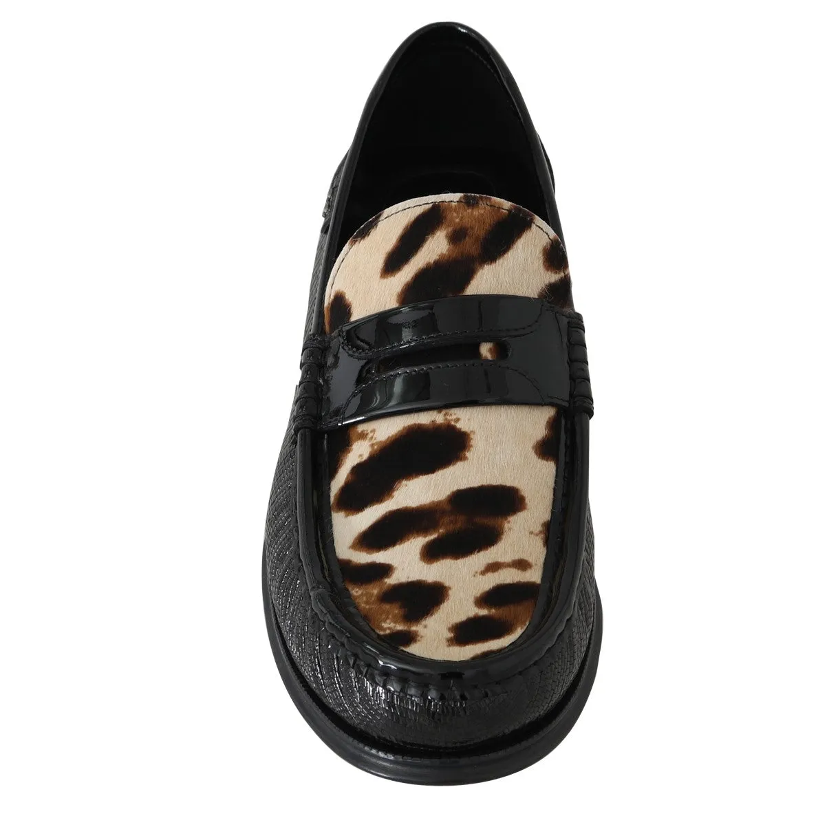 Moccasins Green Leather Pony Loafers