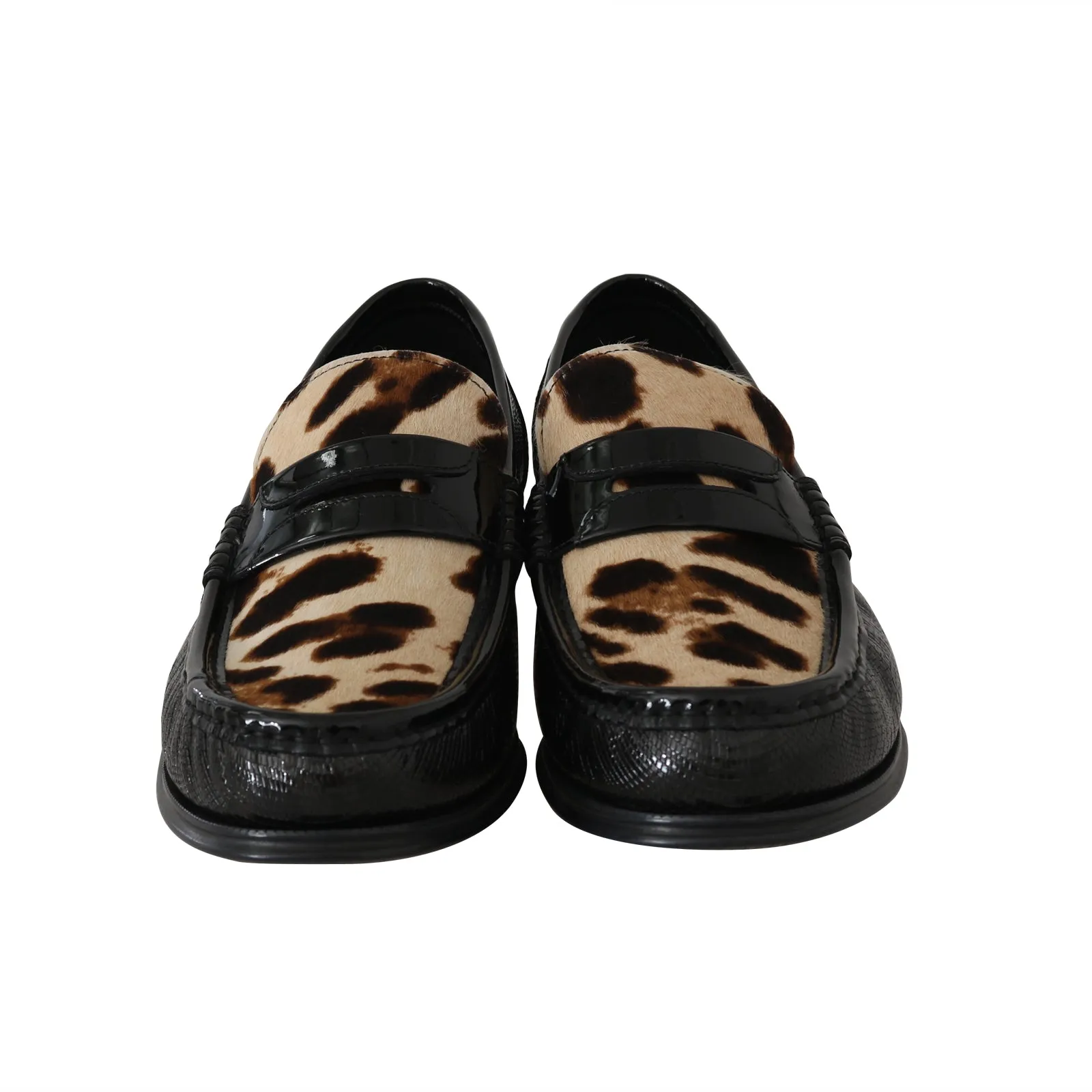 Moccasins Green Leather Pony Loafers
