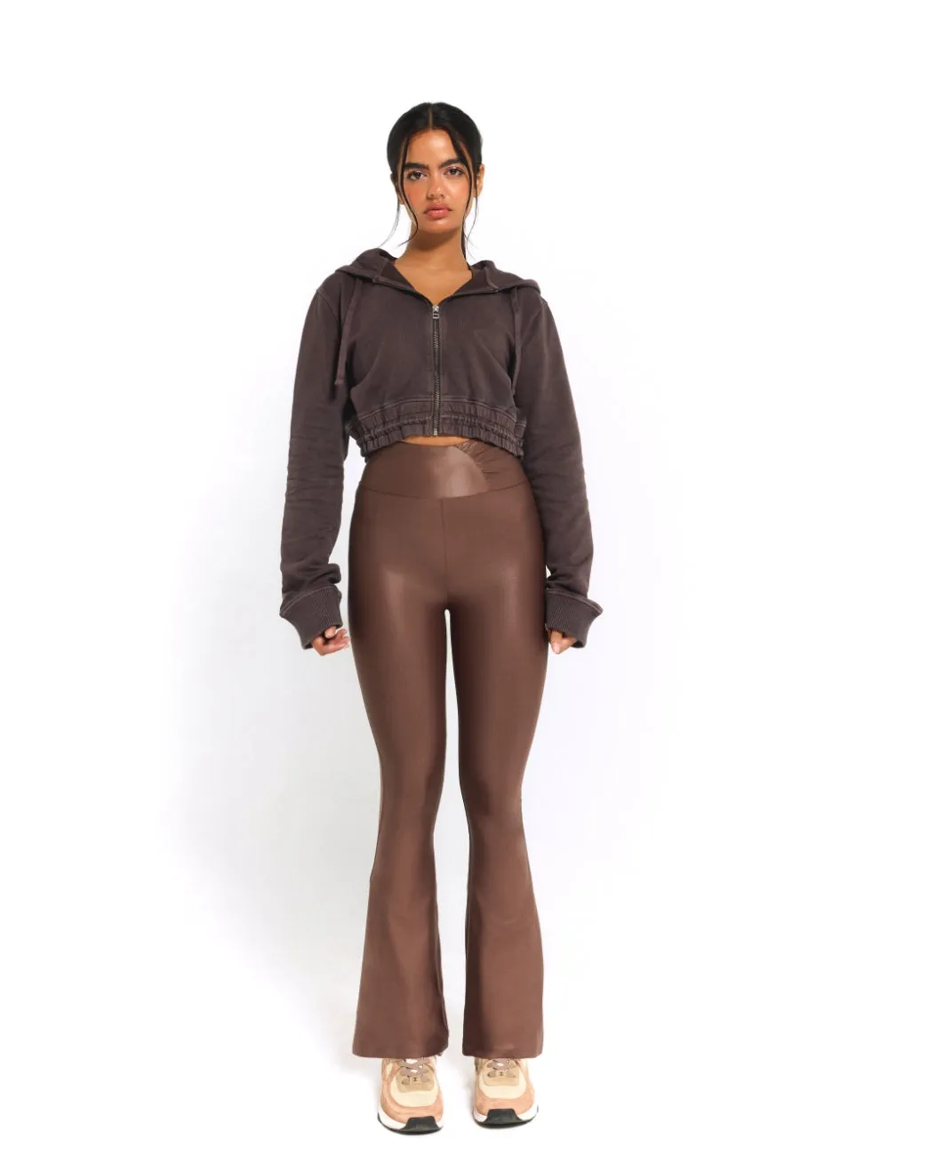 Mocha Vintage Cropped Hoodie