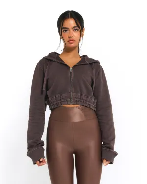 Mocha Vintage Cropped Hoodie
