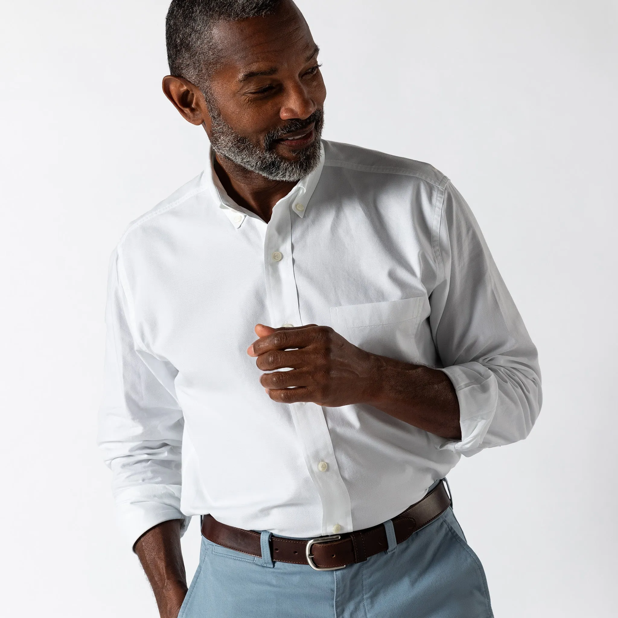 Morris Solid Cotton Oxford Sport Shirt - White