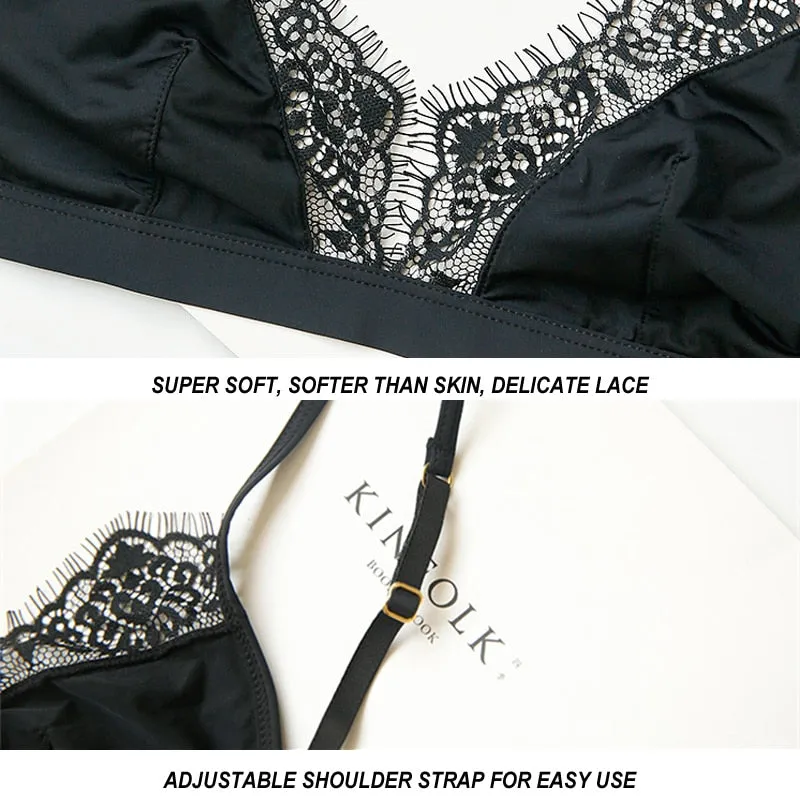 Mulberry Silk Wire-Free Bralette for Women - 3/4 Cups, Natural Silk Lining, Sexy Push Up for Small Chest