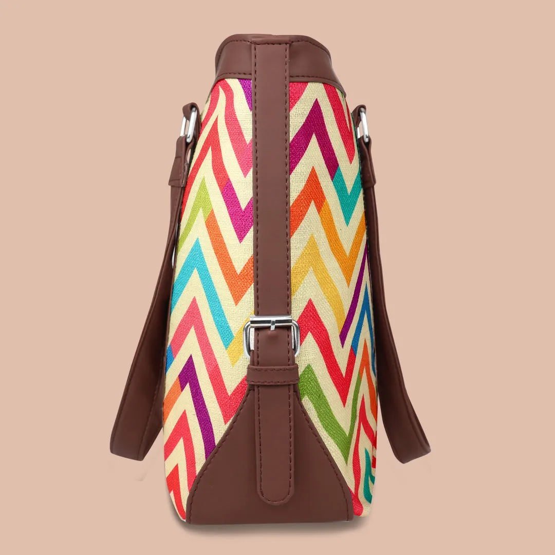 Multi-colour Designer Zigzag Patten Women's Office HandBag