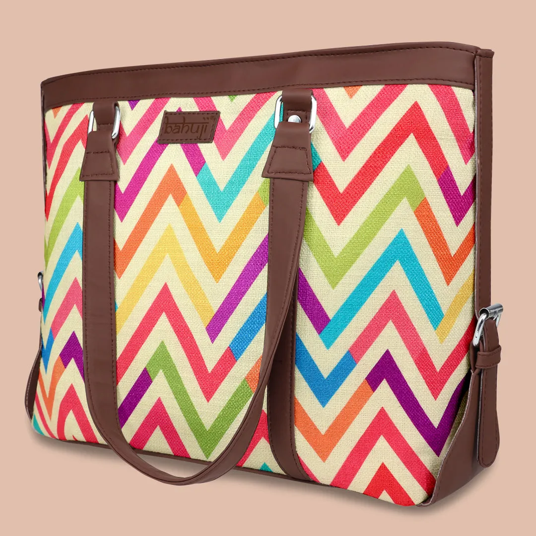 Multi-colour Designer Zigzag Patten Women's Office HandBag