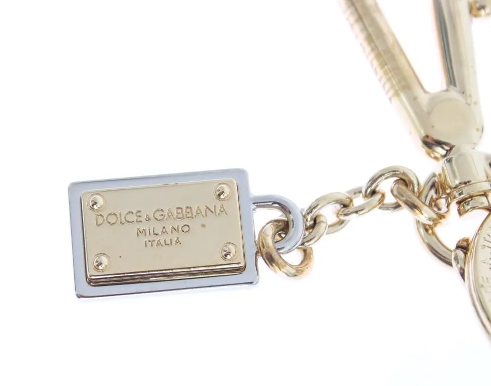 Multicolor Leather Cart Wheel Gold Keychain