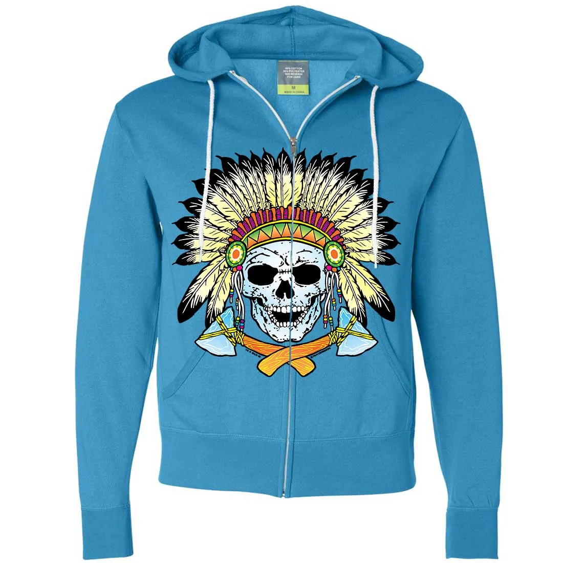 Native American Indian Skeleton Tomahawk Chief Zip-Up Hoodie