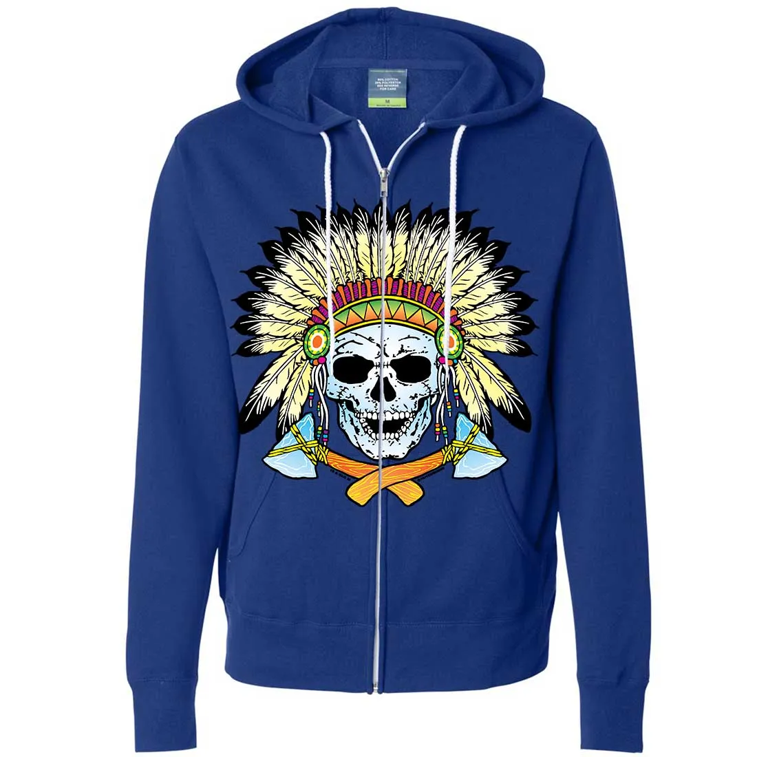 Native American Indian Skeleton Tomahawk Chief Zip-Up Hoodie