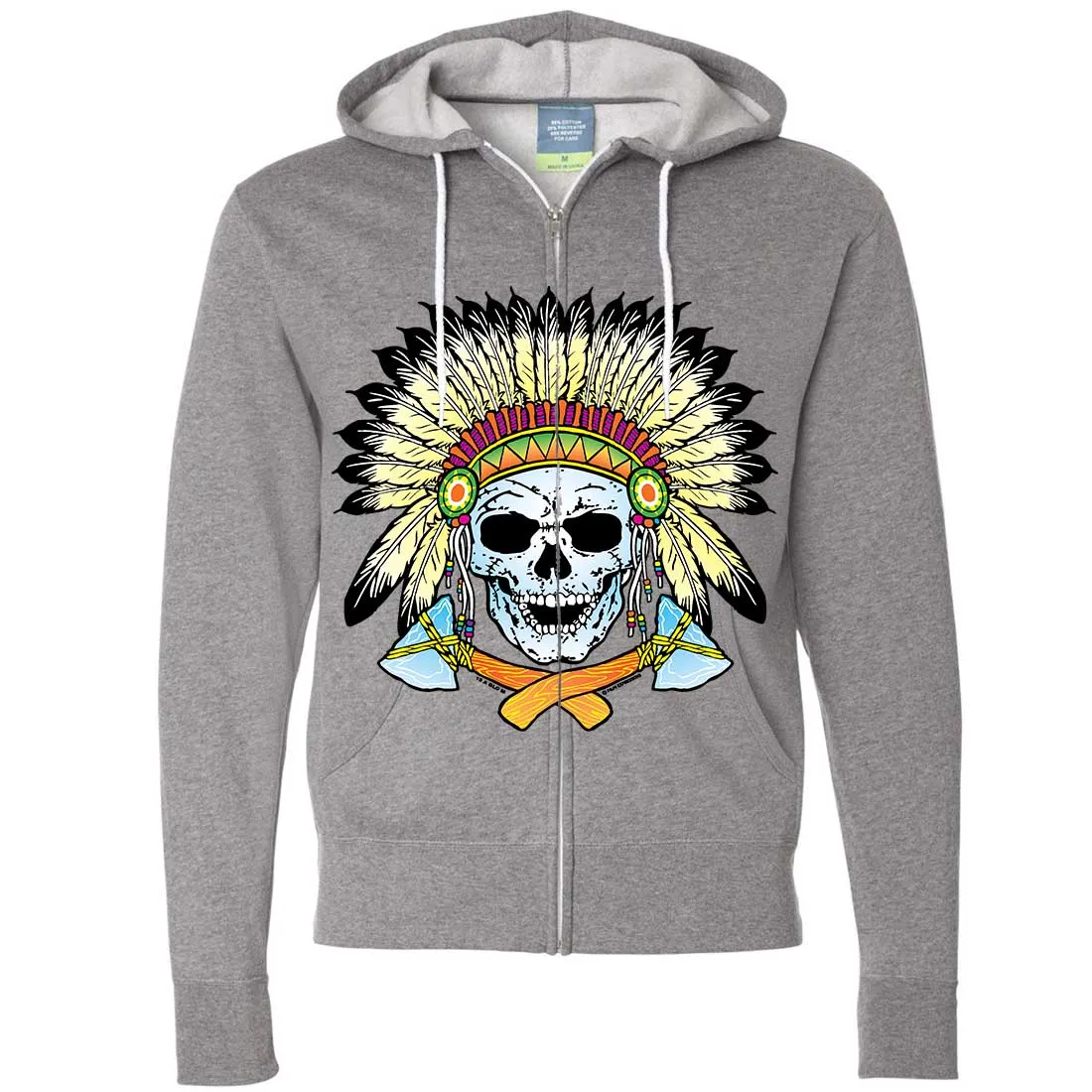 Native American Indian Skeleton Tomahawk Chief Zip-Up Hoodie