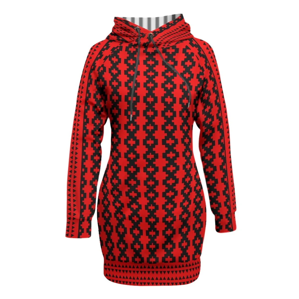 Native Print Women's Pullover Hoodie With Raglan Sleeve
