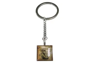 Nautical Old Ship Square Pendant Keychain