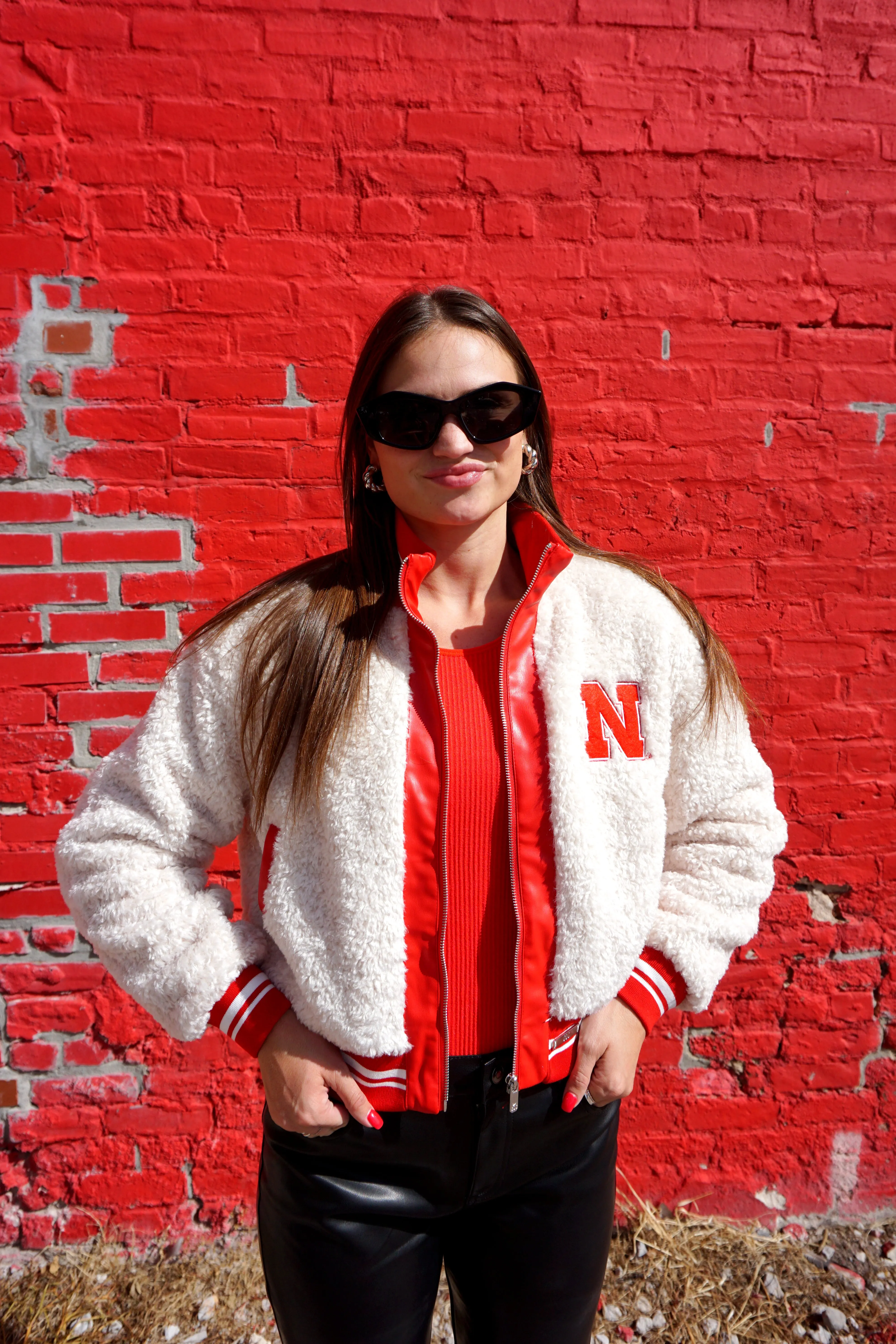 Nebraska Leather Trim Sherpa Jacket