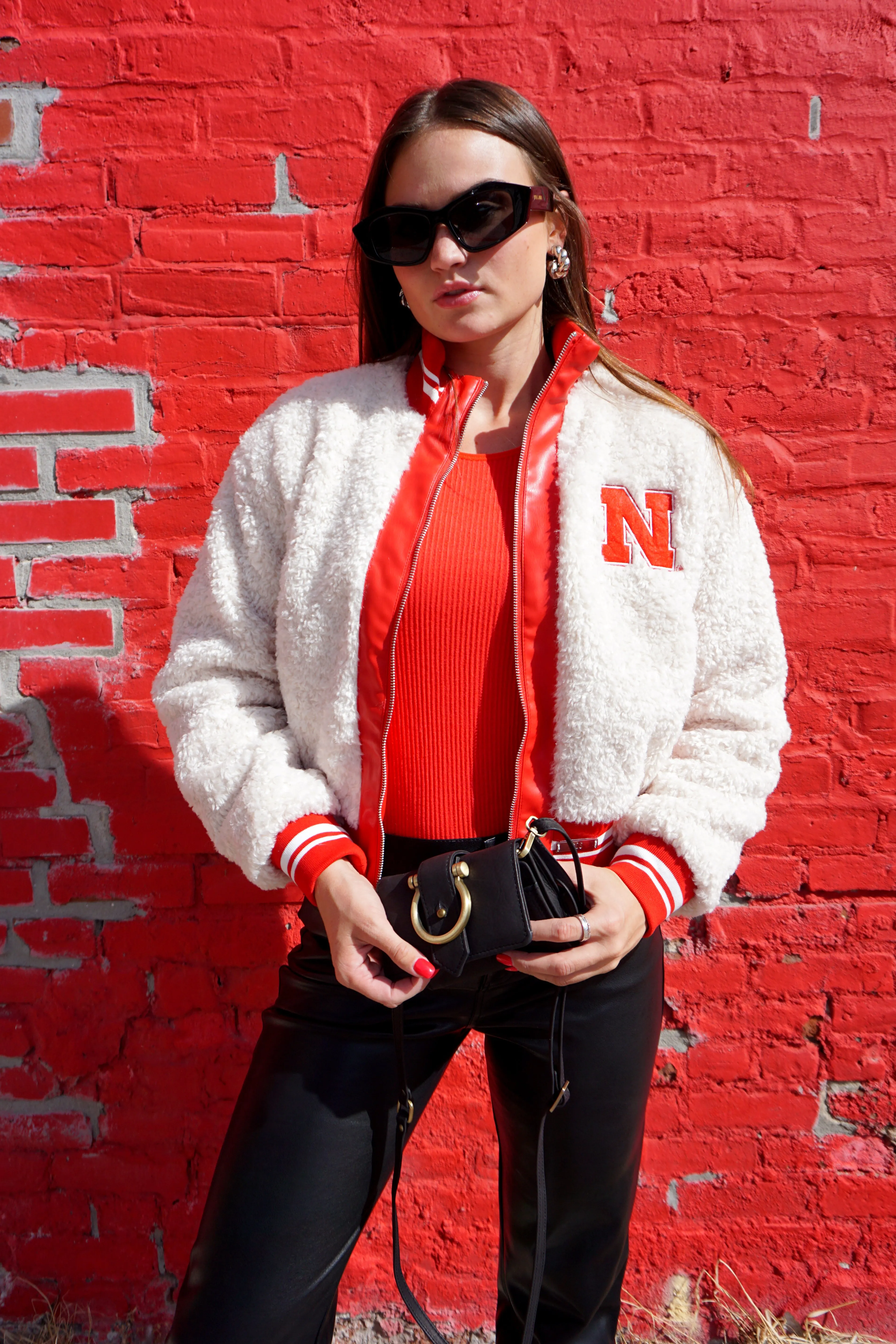 Nebraska Leather Trim Sherpa Jacket