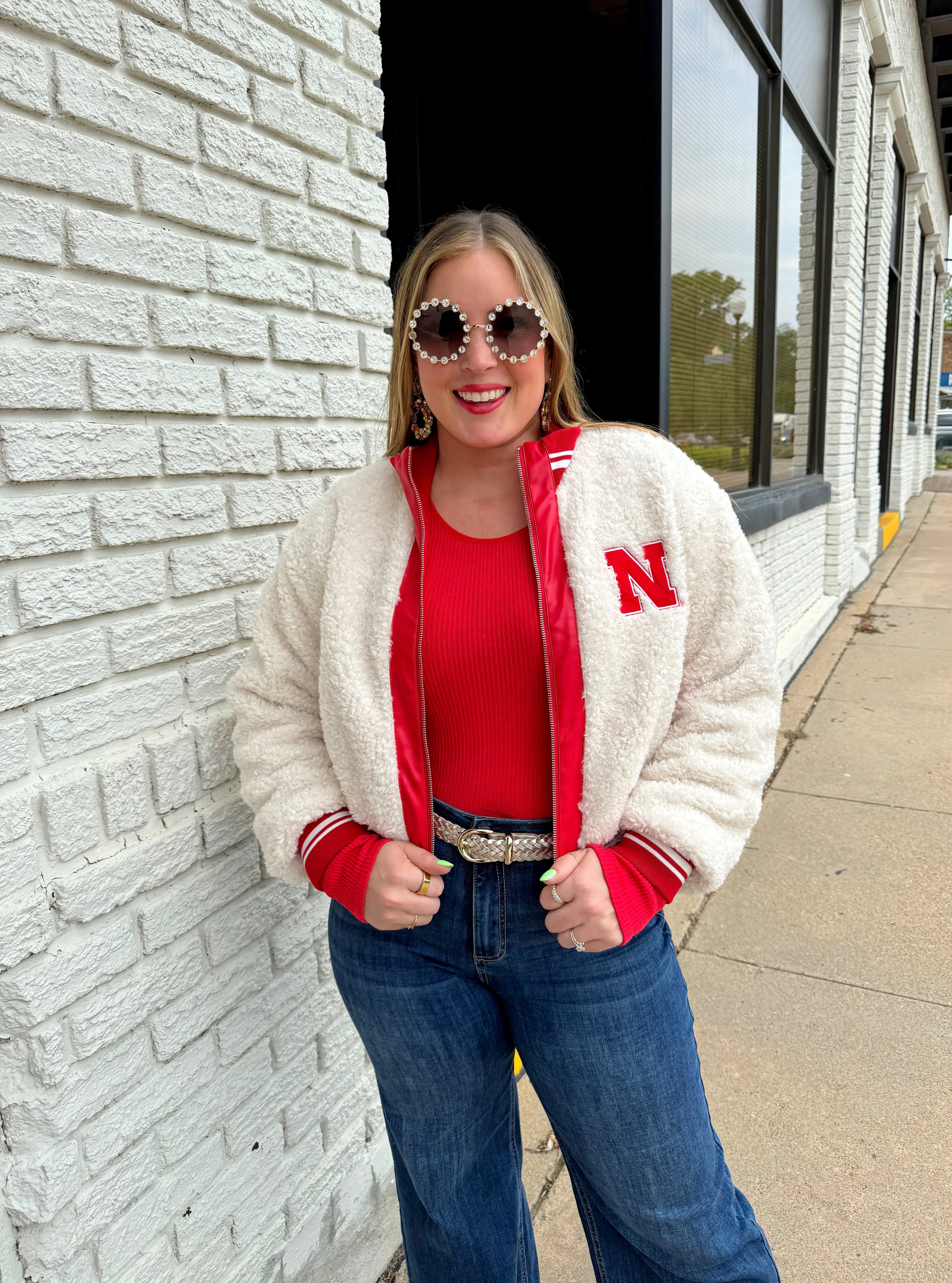 Nebraska Leather Trim Sherpa Jacket