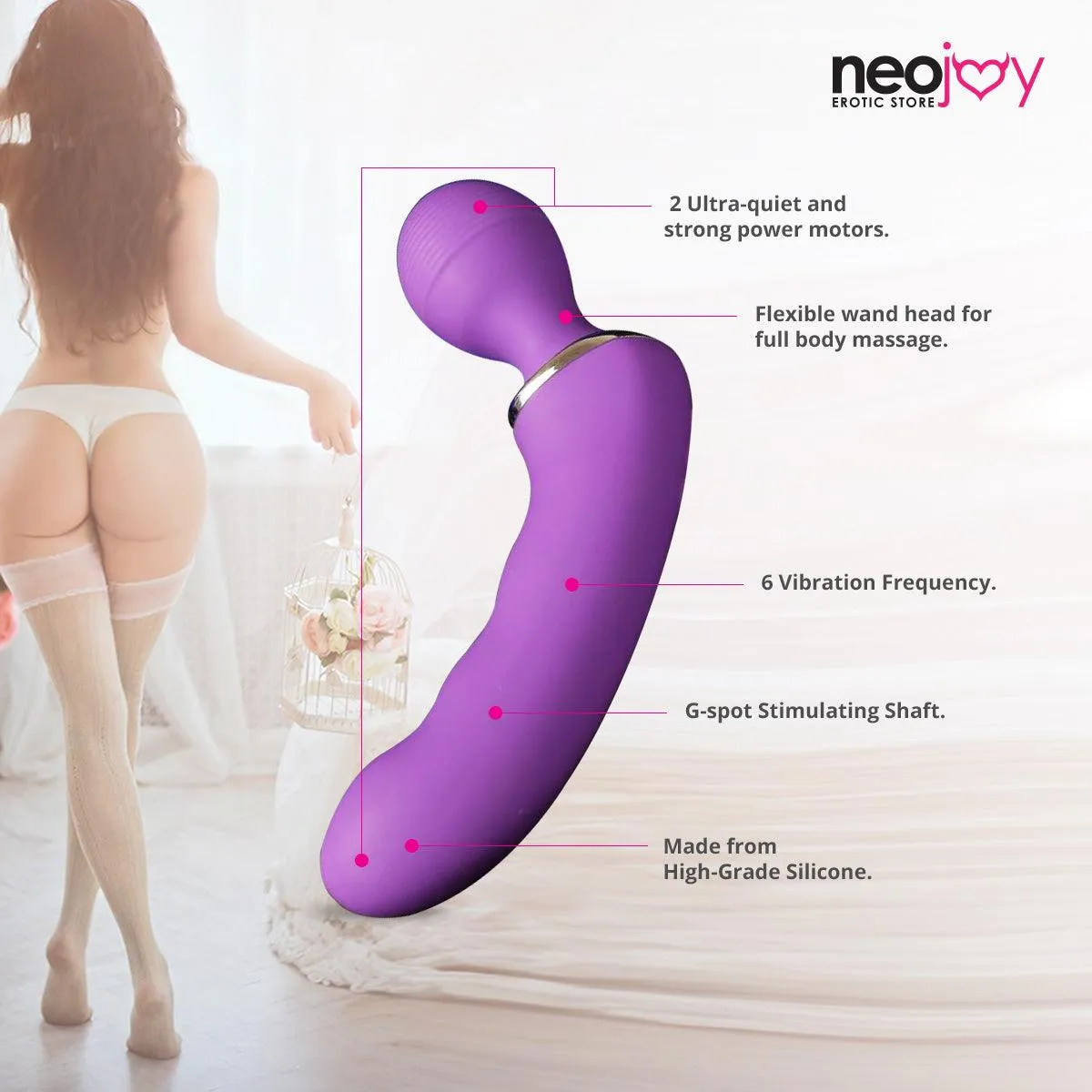 Neojoy Flexi-Wand -  G-Spot Penetrator Wand - Multi Functions Vibrating Massager - Silicone Full-Body Massager