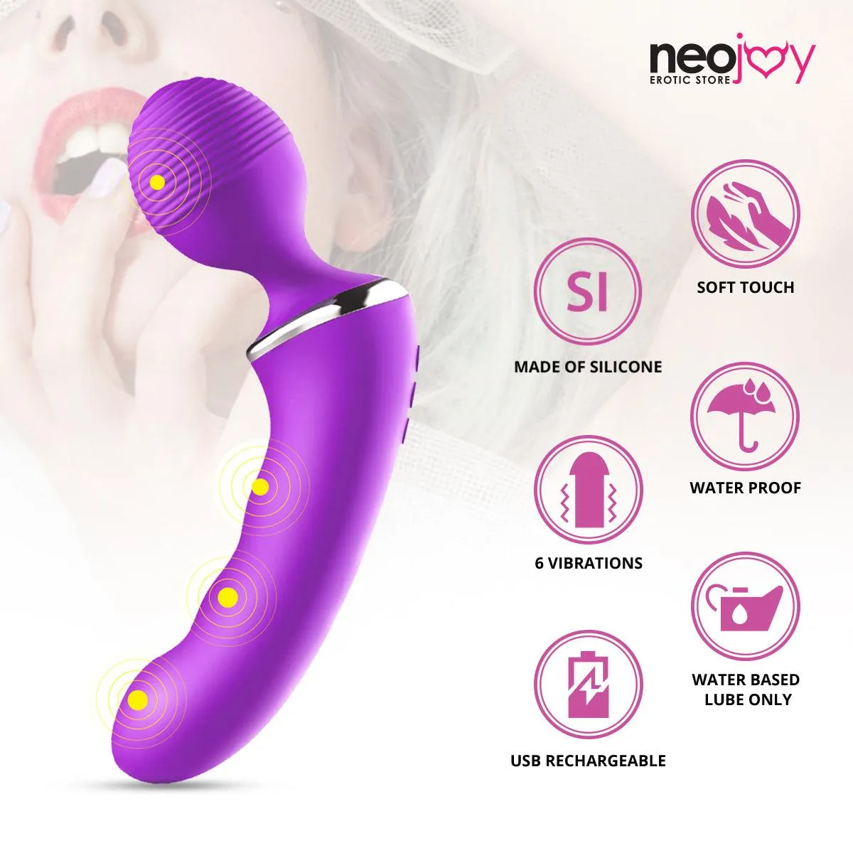 Neojoy Flexi-Wand -  G-Spot Penetrator Wand - Multi Functions Vibrating Massager - Silicone Full-Body Massager
