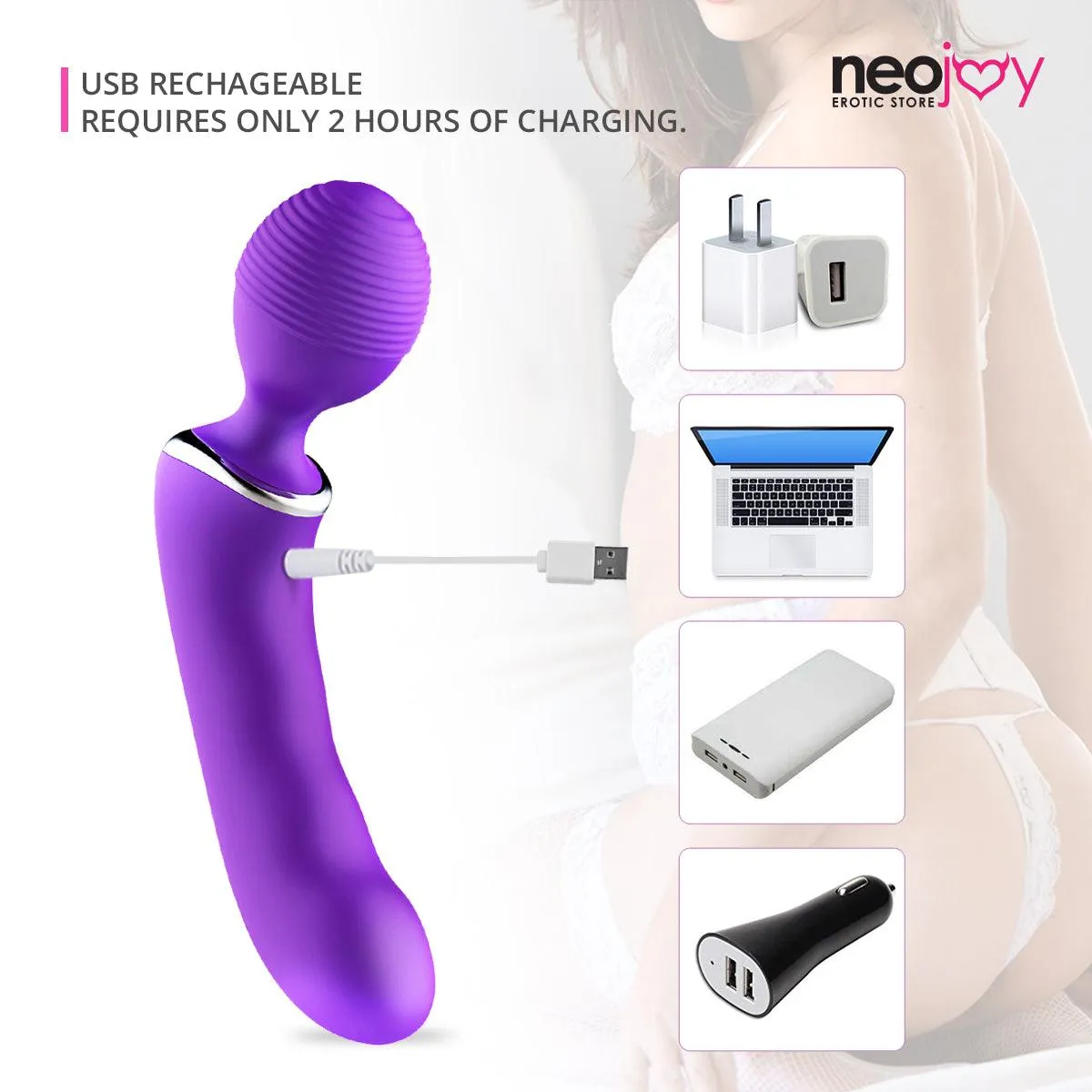 Neojoy Flexi-Wand -  G-Spot Penetrator Wand - Multi Functions Vibrating Massager - Silicone Full-Body Massager