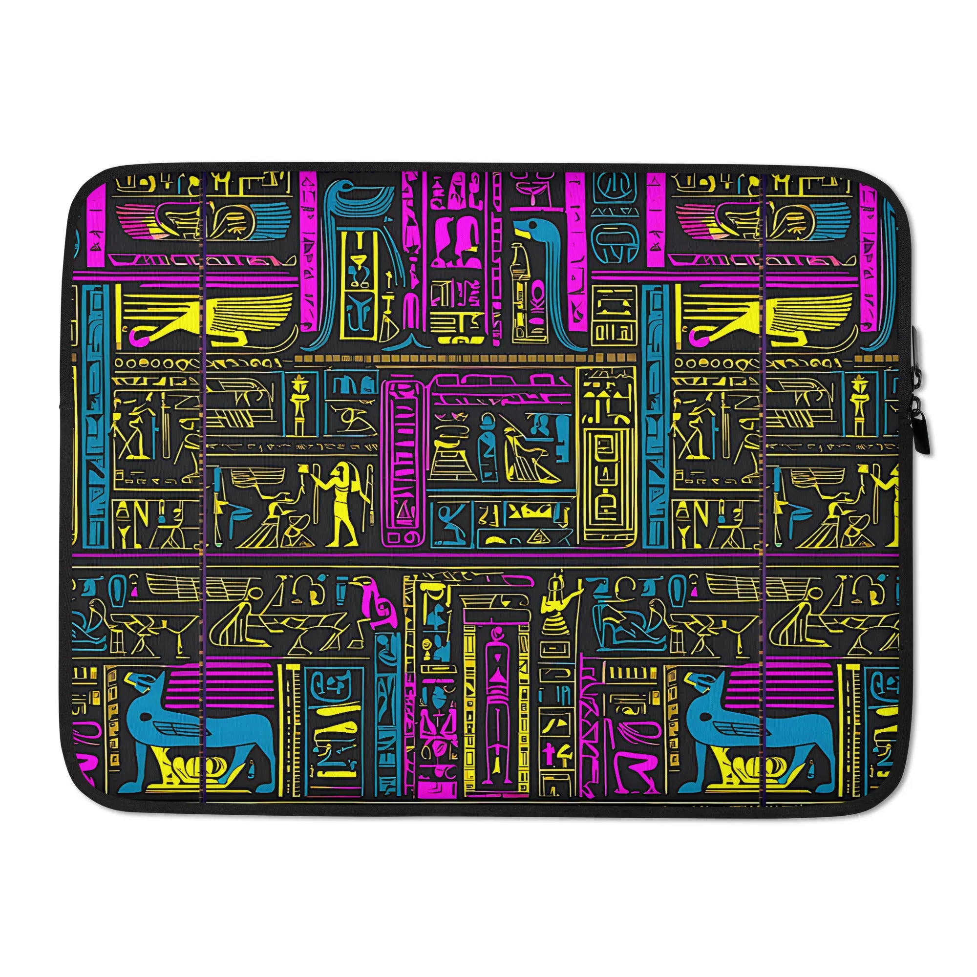 Neon Purple Egyptian Hieroglyphics Laptop Sleeve