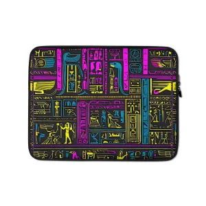 Neon Purple Egyptian Hieroglyphics Laptop Sleeve