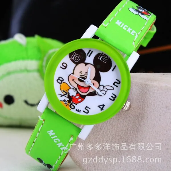 New 2016 fashion cool mickey cartoon watch for children girls Leather digital watches for kids boys Christmas gift wristwatch