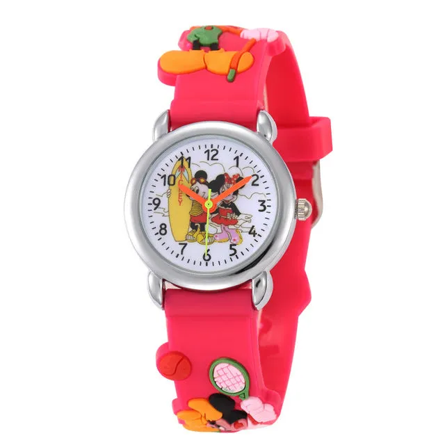 New 3D Cartoon Lovely Mickey Kids Girls Boys Children Students Quartz Wrist Watch Popular Watches Minnie Mouse Regarder Clock