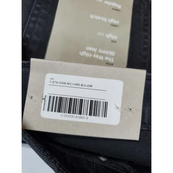 New EVERLANE Womens 29 Jeans The Way High Skinny Stretch Black High Rise