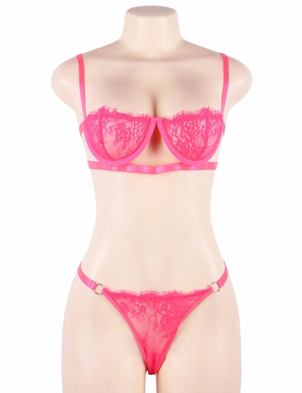 New High Quality Beautiful Lingerie Lace Bra Set With Steel ring