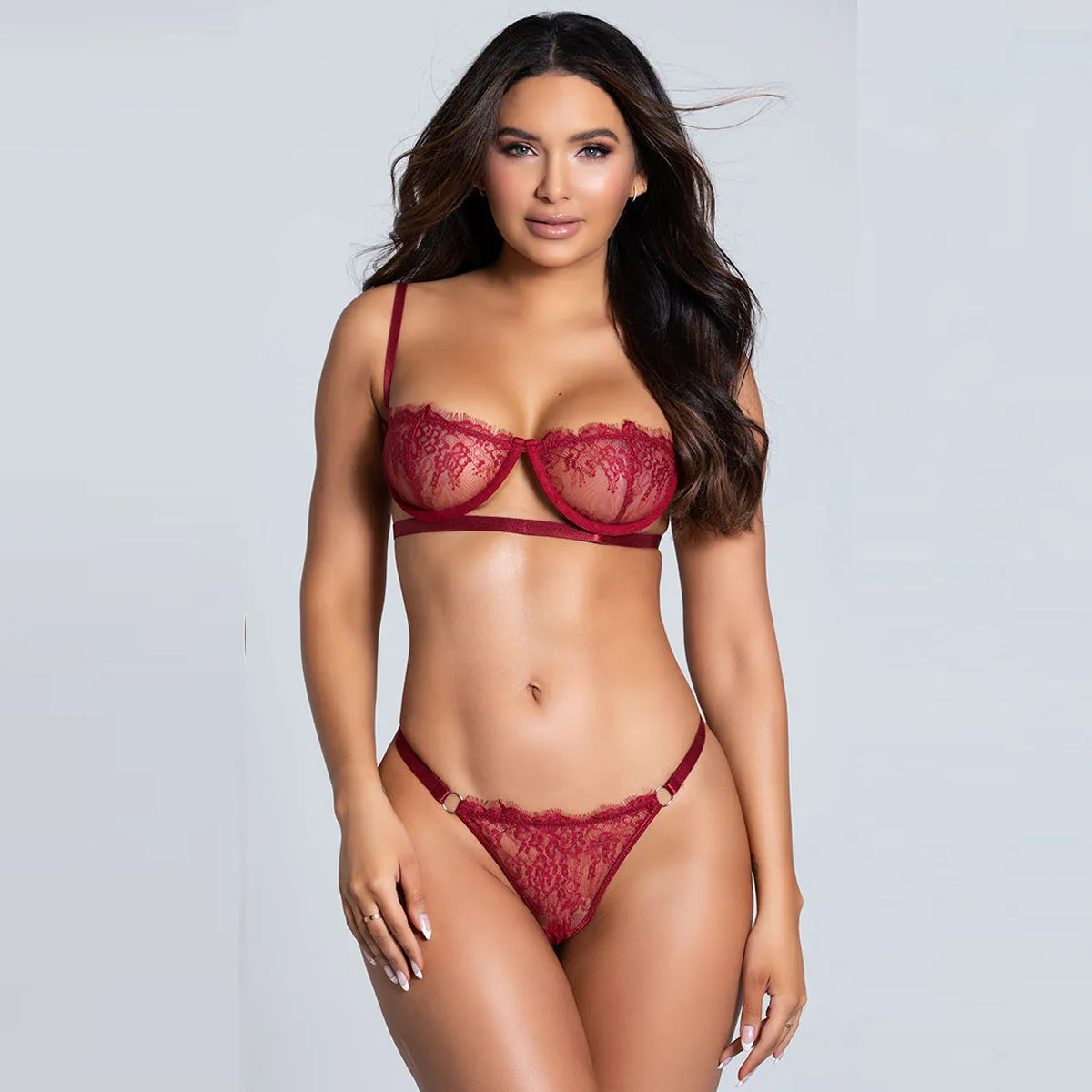New High Quality Beautiful Lingerie Lace Bra Set With Steel ring