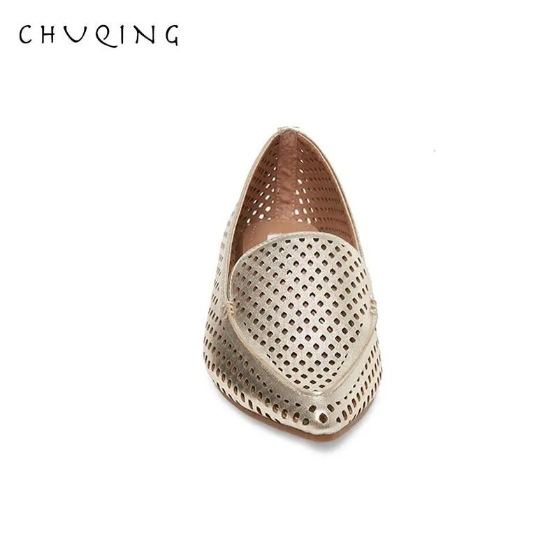 New Hot Women Shoes Loafers Hollow Flat Shoes Genuine Leather Shoes