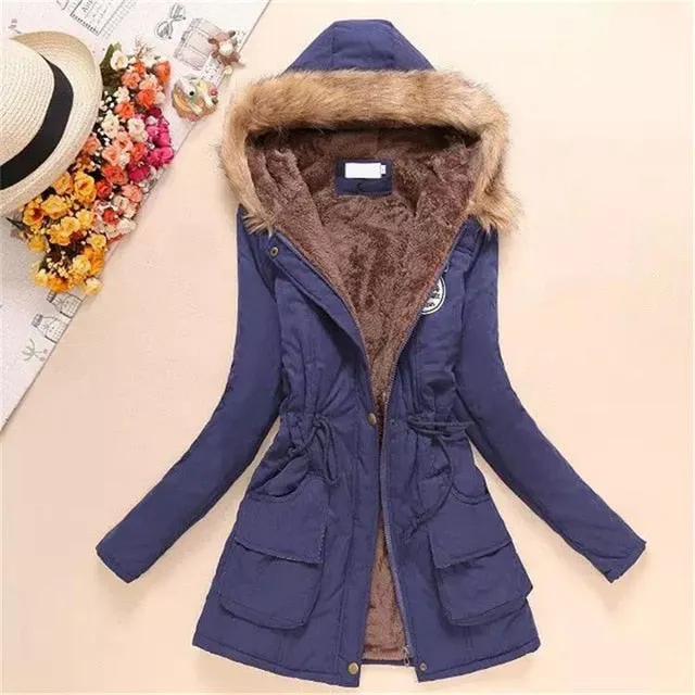 New Long Parkas Female Womens Winter Jacket Coat Thick Cotton Warm Jacket Womens Outwear Parkas Plus Size Fur Coat 2018