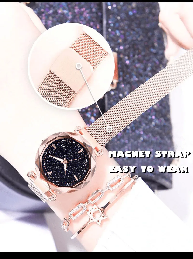 New Luxury Women Watches Ladies Watch Starry Sky Magnetic Waterproof Female Wristwatch For Women and Girls