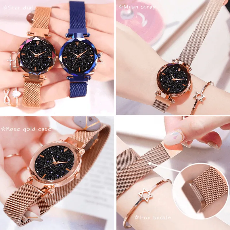 New Luxury Women Watches Ladies Watch Starry Sky Magnetic Waterproof Female Wristwatch For Women and Girls
