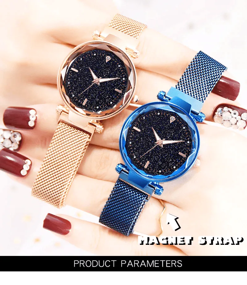 New Luxury Women Watches Ladies Watch Starry Sky Magnetic Waterproof Female Wristwatch For Women and Girls