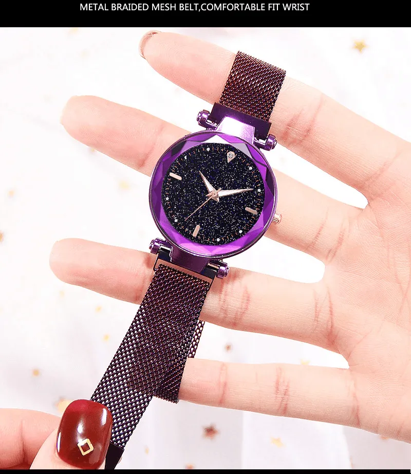 New Luxury Women Watches Ladies Watch Starry Sky Magnetic Waterproof Female Wristwatch For Women and Girls