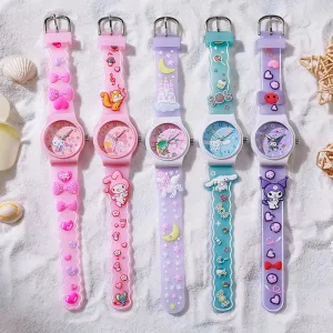 New Sanrio Silicone Watch Kawaii Cartoon Cinnamoroll Hello Kitty Melody Kuromi Quartz Watches Cute Anime Birthday Gifts for Kids