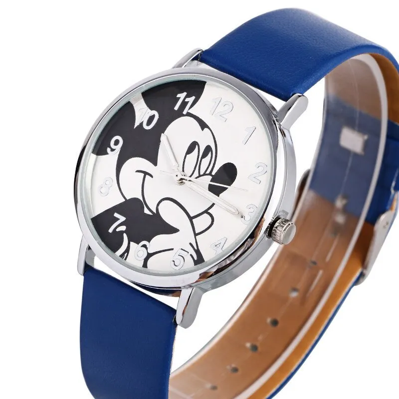 New Women Watch Mickey Mouse Pattern Fashion Quartz Watches Casual Cartoon Leather Clock Girls Kids Wristwatch Relogio Feminino