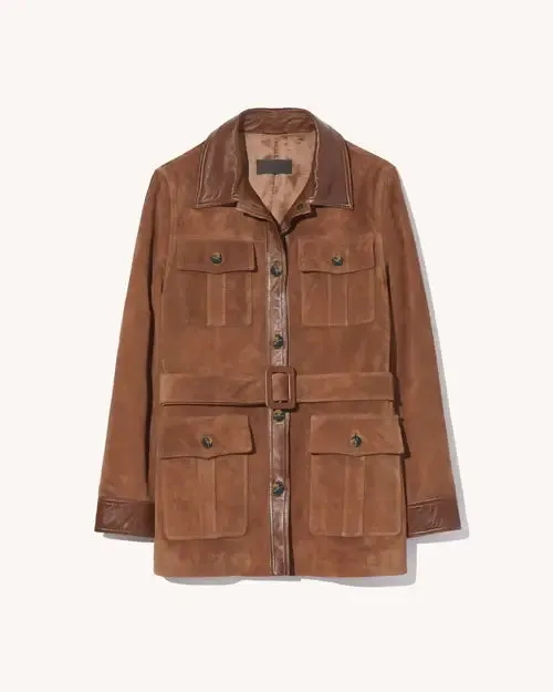 Nili Lotan - Mila Suede jacket in Martora/Cognac