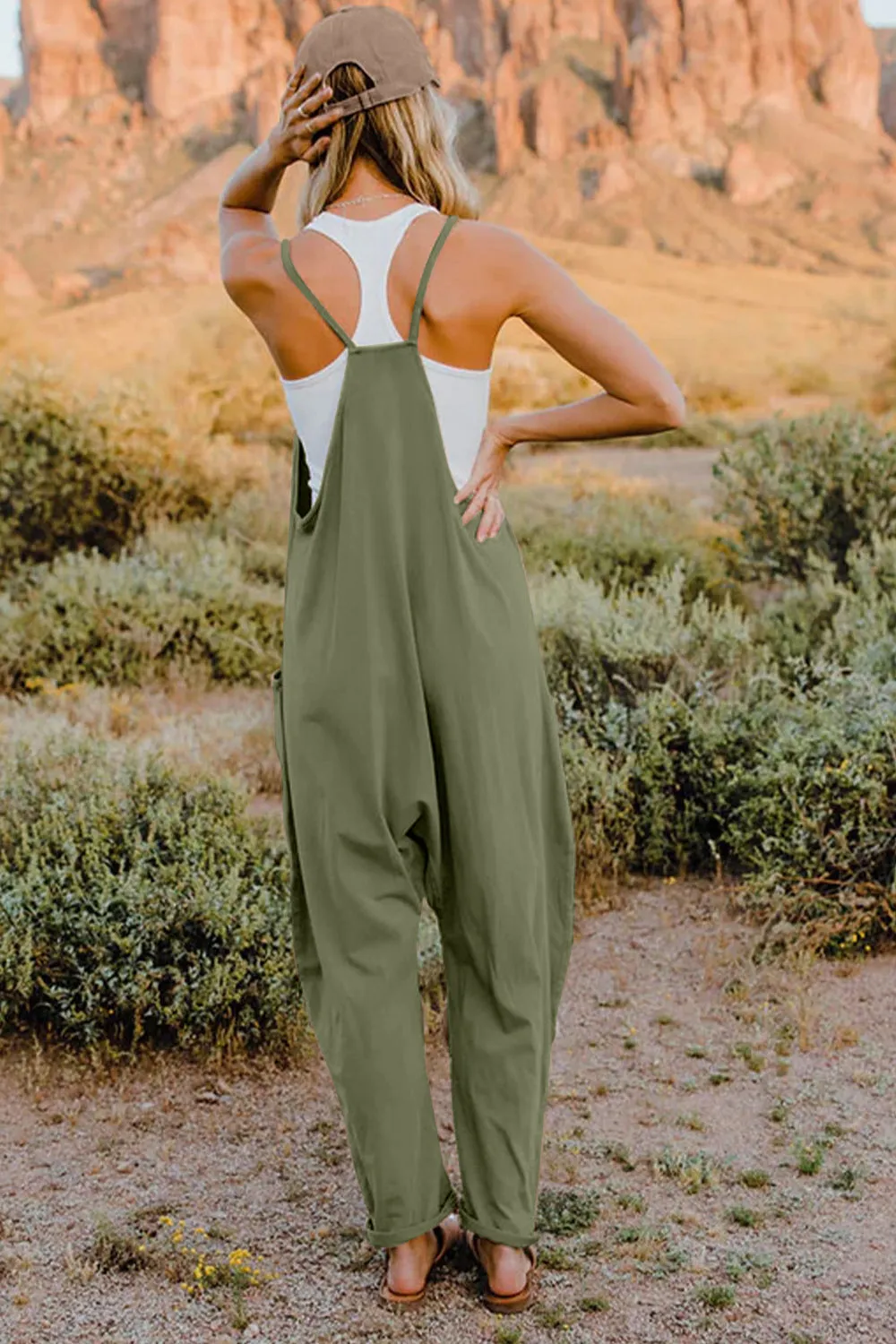 Noah Full Size V-Neck Sleeveless Jumpsuit with Pockets