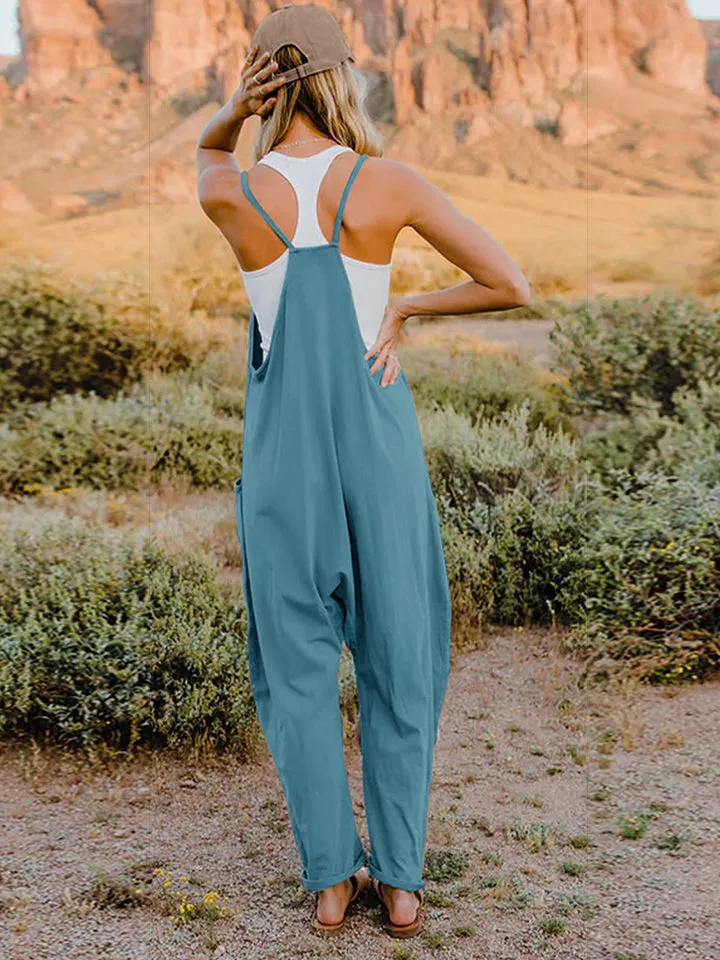 Noah Full Size V-Neck Sleeveless Jumpsuit with Pockets