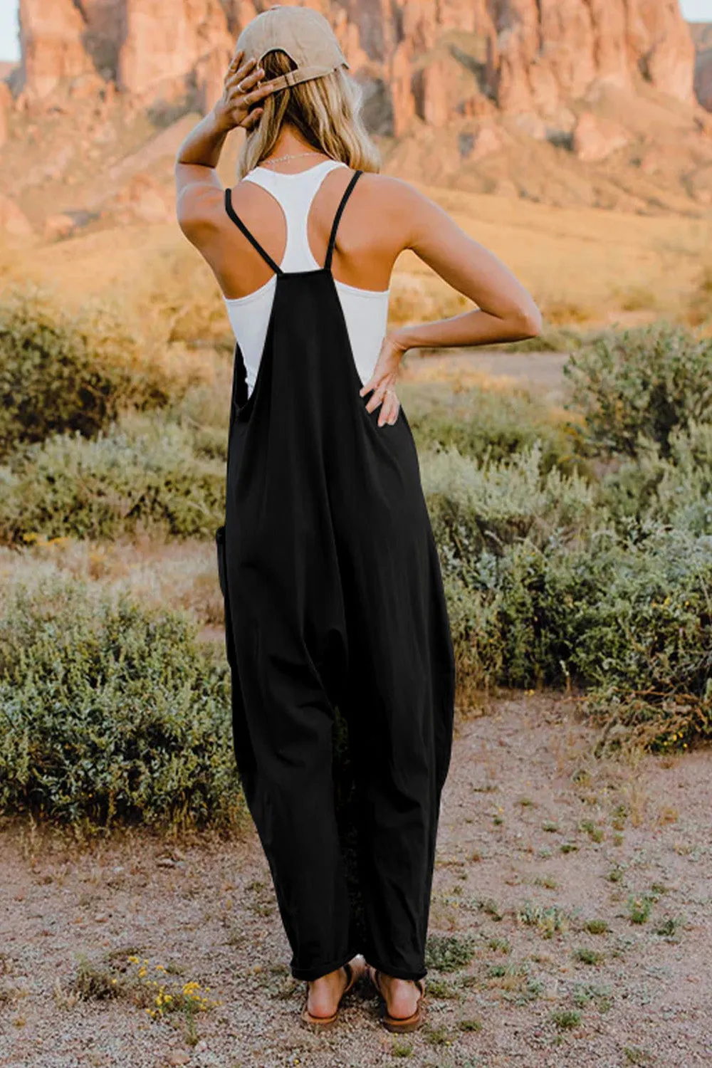 Noah Full Size V-Neck Sleeveless Jumpsuit with Pockets