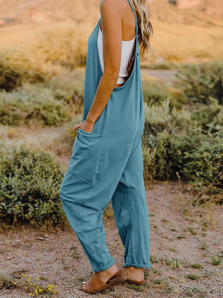 Noah Full Size V-Neck Sleeveless Jumpsuit with Pockets