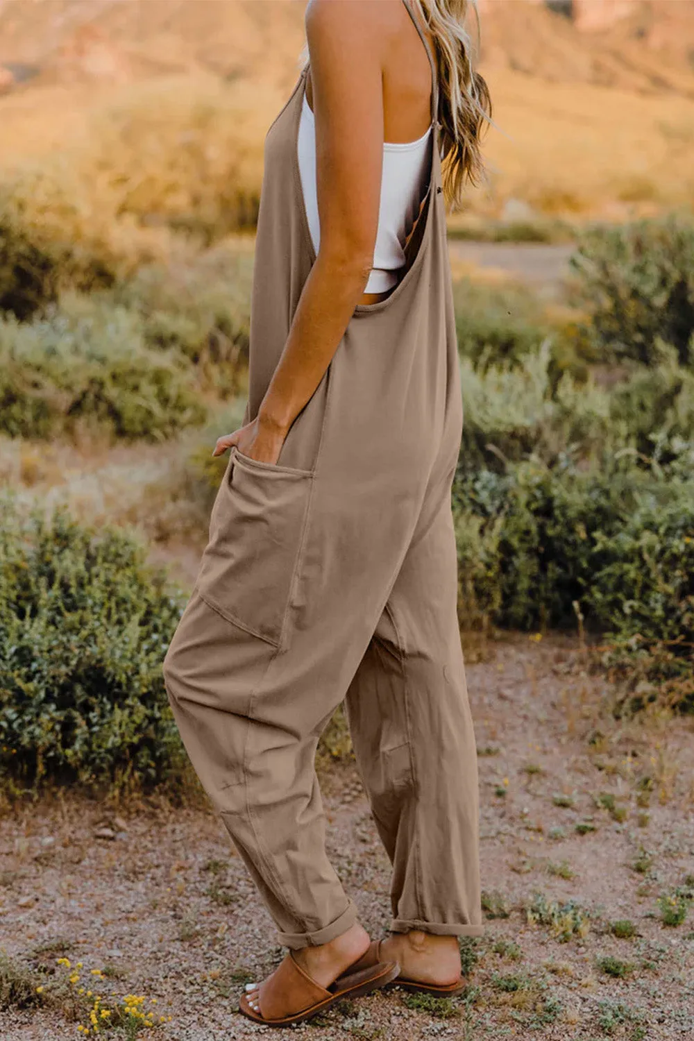 Noah Full Size V-Neck Sleeveless Jumpsuit with Pockets