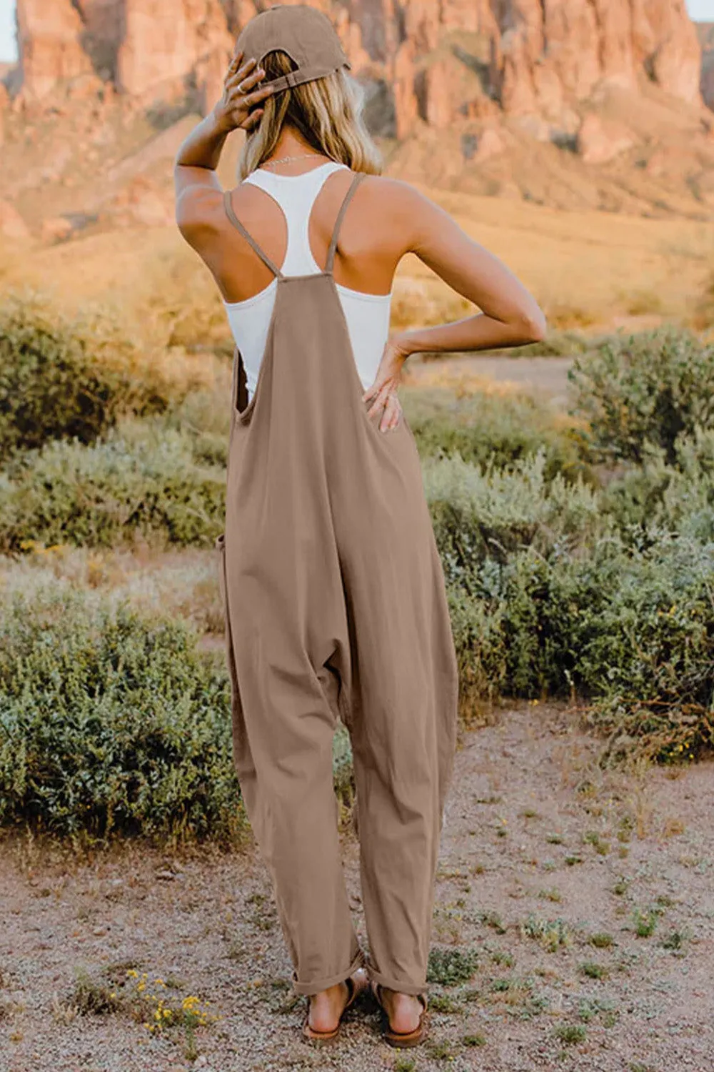 Noah Full Size V-Neck Sleeveless Jumpsuit with Pockets