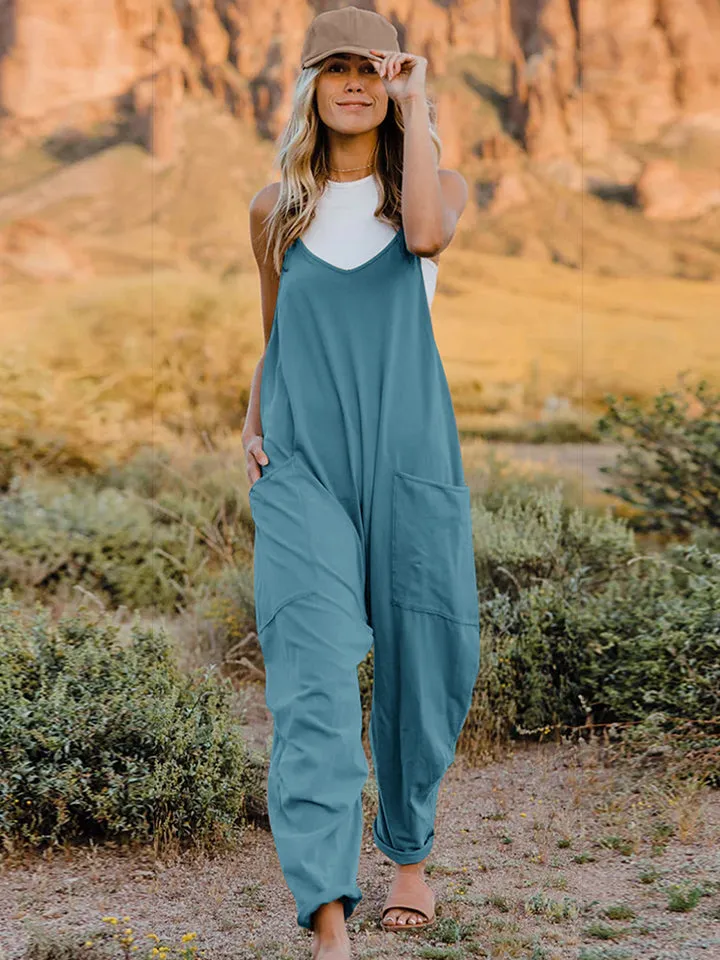 Noah Full Size V-Neck Sleeveless Jumpsuit with Pockets