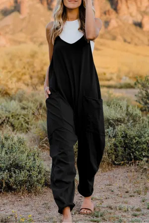 Noah Full Size V-Neck Sleeveless Jumpsuit with Pockets